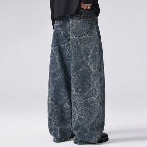 Custom Baggy Jeans for Crackle Wash Streetwear