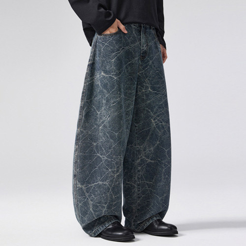 Custom Baggy Jeans for Crackle Wash Streetwear