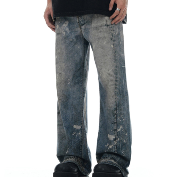 Custom Baggy Jeans for Vintage Paint Splatter Wash