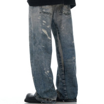 Custom Baggy Jeans for Vintage Paint Splatter Wash