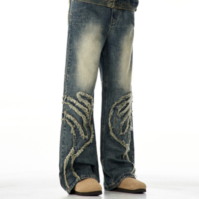 Custom Baggy Jeans for Distressed Panel Streetwear