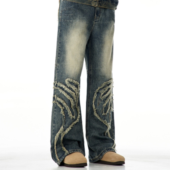 Custom Baggy Jeans for Distressed Panel Streetwear