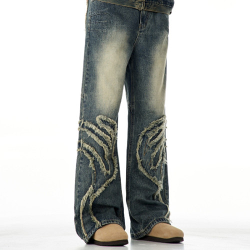 Custom Baggy Jeans for Distressed Panel Streetwear