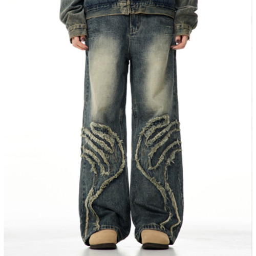 Custom Baggy Jeans for Distressed Panel Streetwear