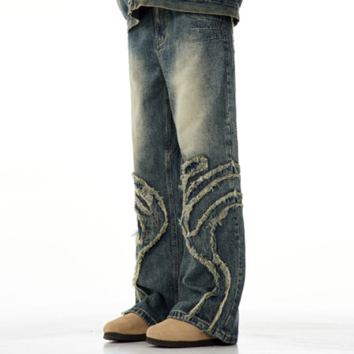 Custom Baggy Jeans for Distressed Panel Streetwear