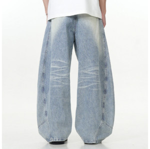 Custom Baggy Jeans for Light Wash Barrel Streetwear