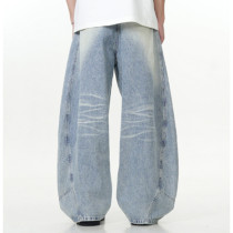 Custom Baggy Jeans for Light Wash Barrel Streetwear