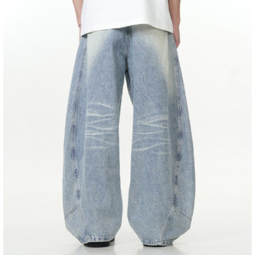 Custom Baggy Jeans for Light Wash Barrel Streetwear
