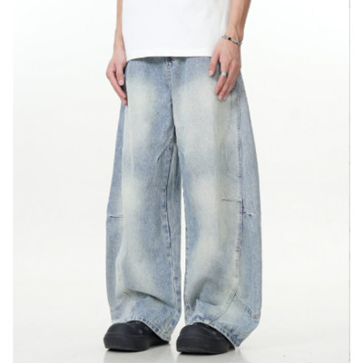 Custom Baggy Jeans for Light Wash Barrel Streetwear