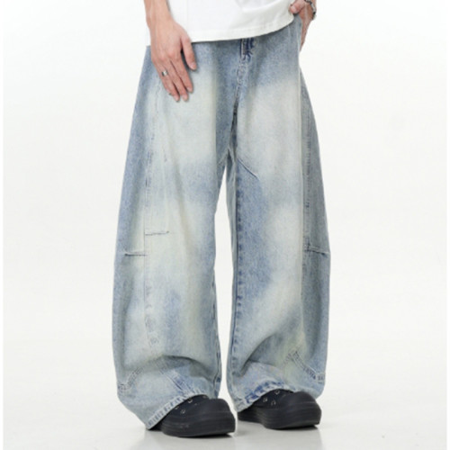 Custom Baggy Jeans for Light Wash Barrel Streetwear