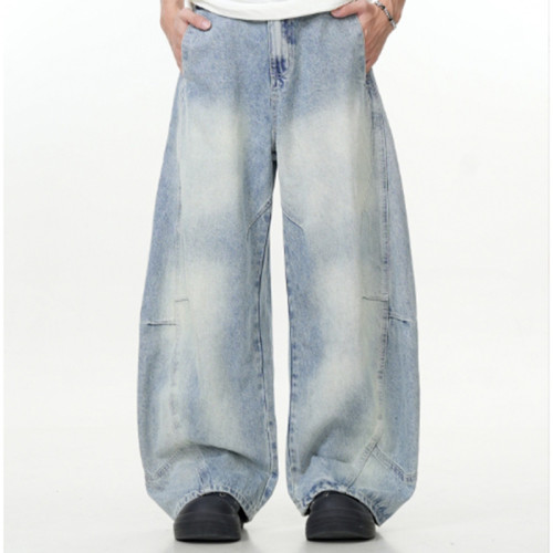 Custom Baggy Jeans for Light Wash Barrel Streetwear