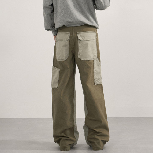 Custom Cargo Pants for Olive Color-Block Streetwear
