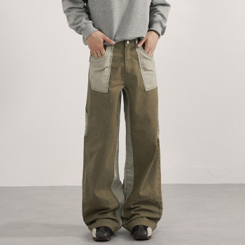 Custom Cargo Pants for Olive Color-Block Streetwear