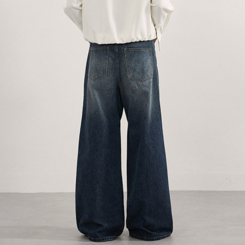 Custom Wide Leg Jeans for Asymmetric Pocket Streetwear