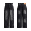 Custom Wide Leg Jeans for Black Panel Streetwear