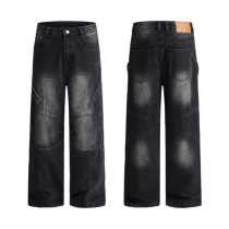 Custom Wide Leg Jeans for Black Panel Streetwear