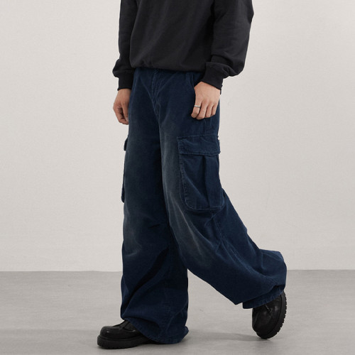 Custom Cargo Pants for Navy Corduroy Streetwear