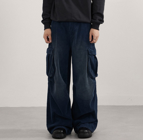 Custom Cargo Pants for Navy Corduroy Streetwear