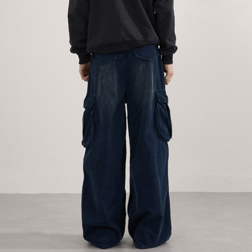 Custom Cargo Pants for Navy Corduroy Streetwear