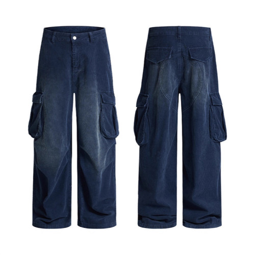 Custom Cargo Pants for Navy Corduroy Streetwear