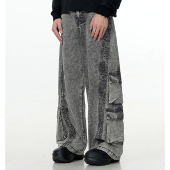 Custom Cargo Jeans for Gray Washed Streetwear