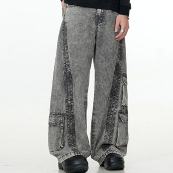 Custom Cargo Jeans for Gray Washed Streetwear