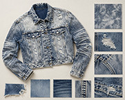 Acid wash and distressing details for custom denim jackets