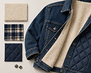 Sherpa, flannel and quilted lining options for denim jackets