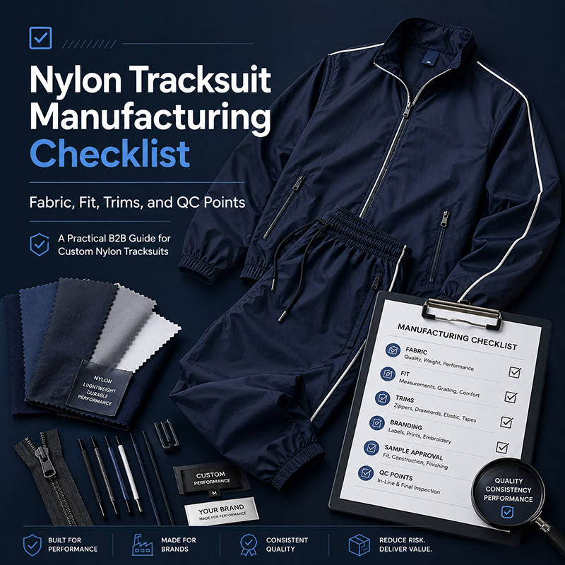 Nylon Tracksuit Manufacturing Checklist: Fabric, Fit, Trims, and QC Points