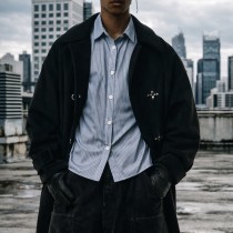 Custom bomber jacket in washed black hooded style
