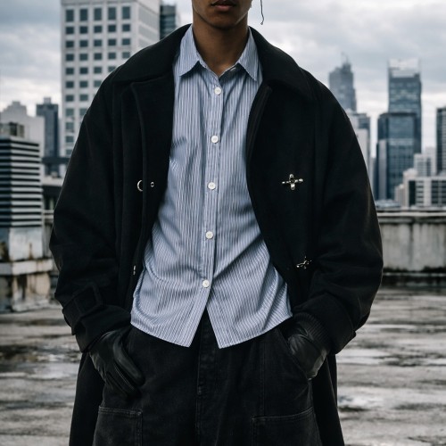 Custom bomber jacket in washed black hooded style