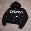 Custom rhinestone hoodie with Studded Zip-Up Details