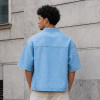Custom Denim Shirt with V-Neck Patch for Streetwear Brands