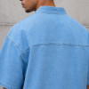 Custom Denim Shirt with V-Neck Patch for Streetwear Brands