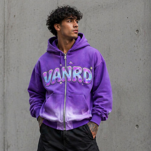 Custom Zip Up Hoodies with Gradient Wash for Brands