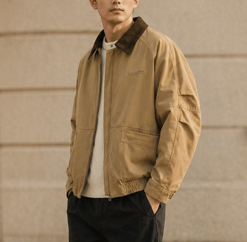 Custom Work Jacket with Contrast Collar for Brands