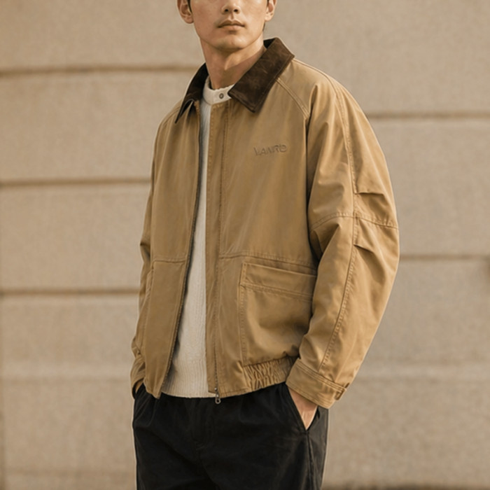 Custom Work Jacket with Contrast Collar for Brands