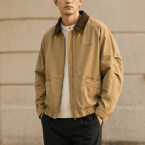 Custom Work Jacket with Contrast Collar for Brands