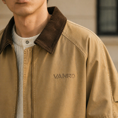 Custom Work Jacket with Contrast Collar for Brands