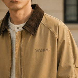 Custom Work Jacket with Contrast Collar for Brands