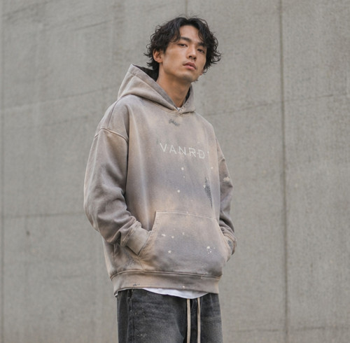 Custom Washed Hoodie with Paint Splatter for Streetwear