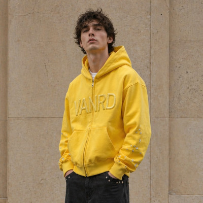 Custom Zip Up Hoodies with Rhinestone Sleeve Detail