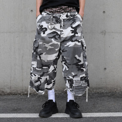 Custom Camo Cargo Shorts with Utility Pocket Details