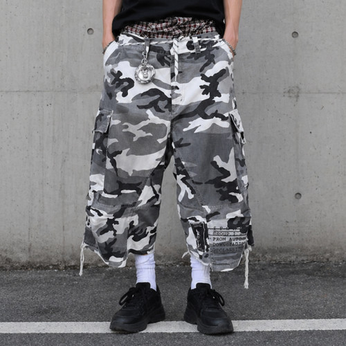 Custom Camo Cargo Shorts with Utility Pocket Details