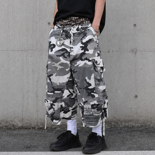 Custom Camo Cargo Shorts with Utility Pocket Details