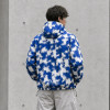 Custom Puffer Jacket with Blue Digital Camo Print