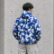 Custom Puffer Jacket with Blue Digital Camo Print