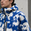 Custom Puffer Jacket with Blue Digital Camo Print