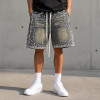 Custom Denim Shorts with Rhinestone Streetwear Finish