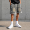 Custom Denim Shorts with Rhinestone Streetwear Finish